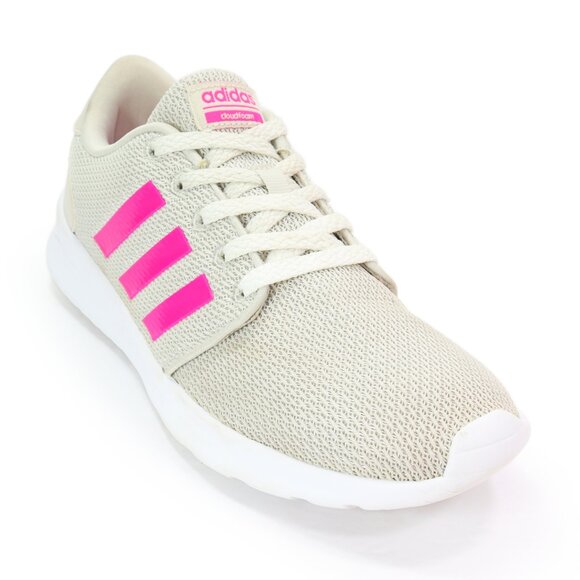 adidas Women's Cloudfoam QT Racer Running Shoe Raw White Pink Athletic Sneaker 9 - Picture 1 of 8